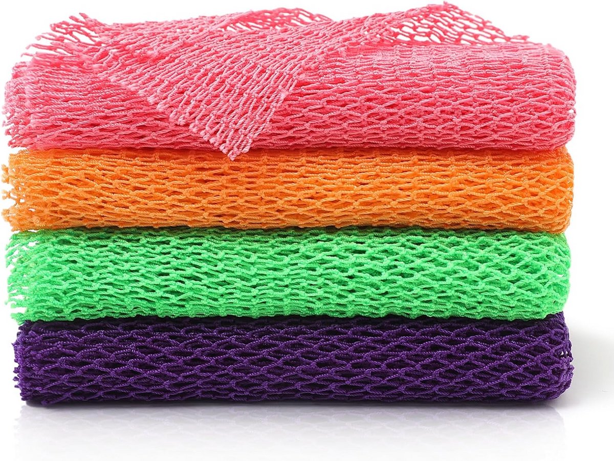 Netspons Set - Bad Spons - Huid Peelen - Traditioneel Afrikaans - 4 Stuks - Multicolor