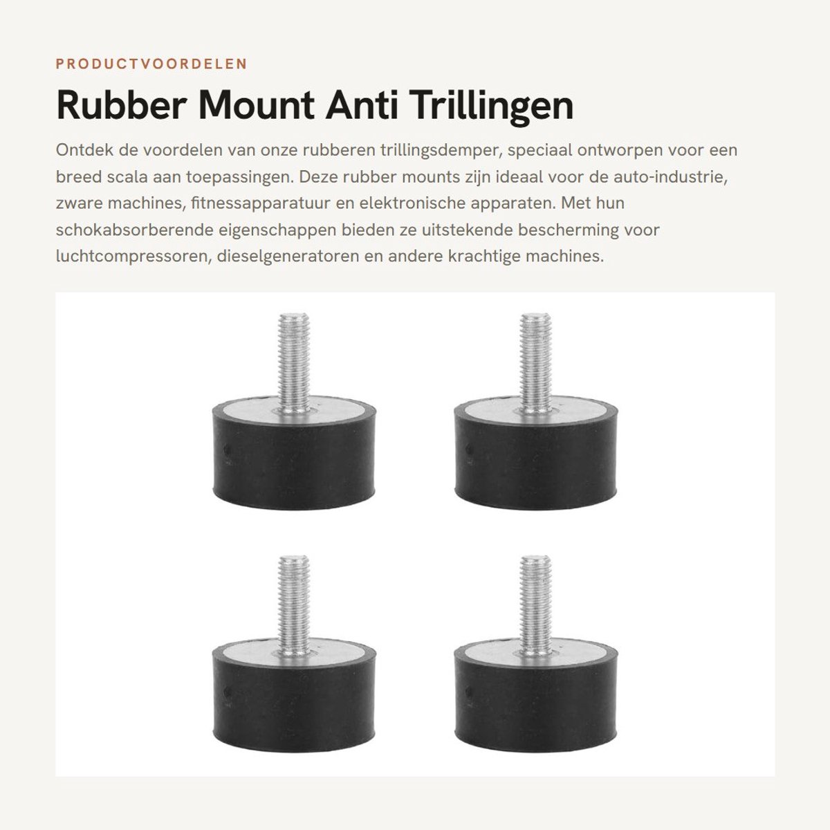 Dailygoods - Rubber Mount - Anti Trillingen - Schokabsorberend - M8 M10 - Isolator Demper - Geschikt voor motoren en machines - 4 stuks