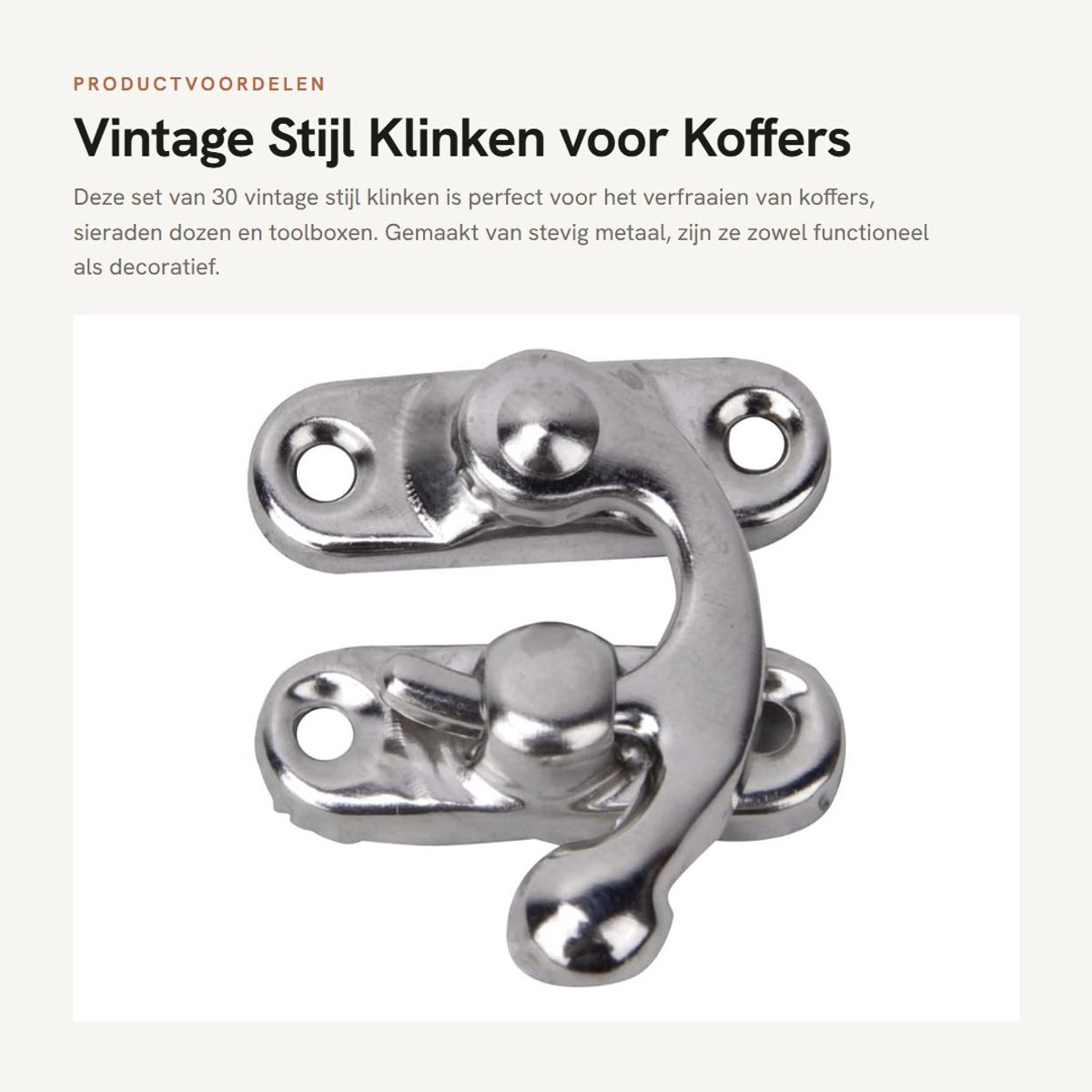 Dailygoods- Toggle Sluiting 30 Stuks - Haak met Grendel - Antiek Ijzer - Rechts/Links - 32mm x 28mm - Eenvoudig te Monteren - Haaksluiting