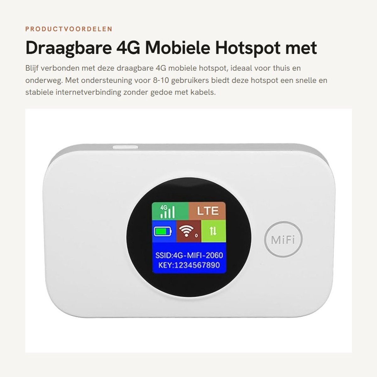 Dailygoods- Mobiele Hotspot Draagbaar - 4G Router - Ondersteunt 8-10 Gebruikers - 3000 mAh Batterij - Simkaartsleuf - Verbeterde Dekking - Wifi-router