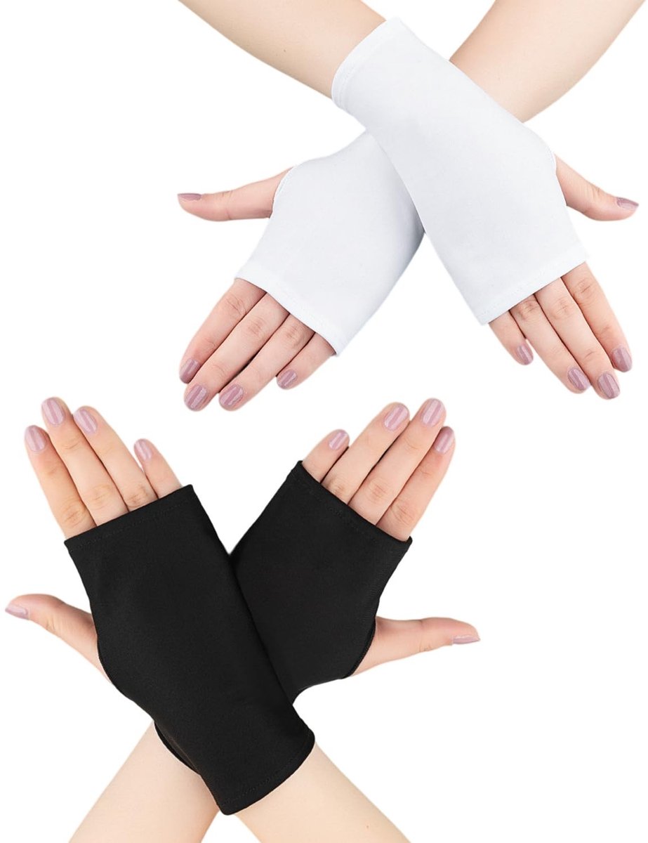 Dailygoods- Vingerloze Handschoenen - Zonwerend - Elastisch - Ademend - Uniseks - 2 Sets (Zwart/Wit) - Comfortabel en Duurzaam
