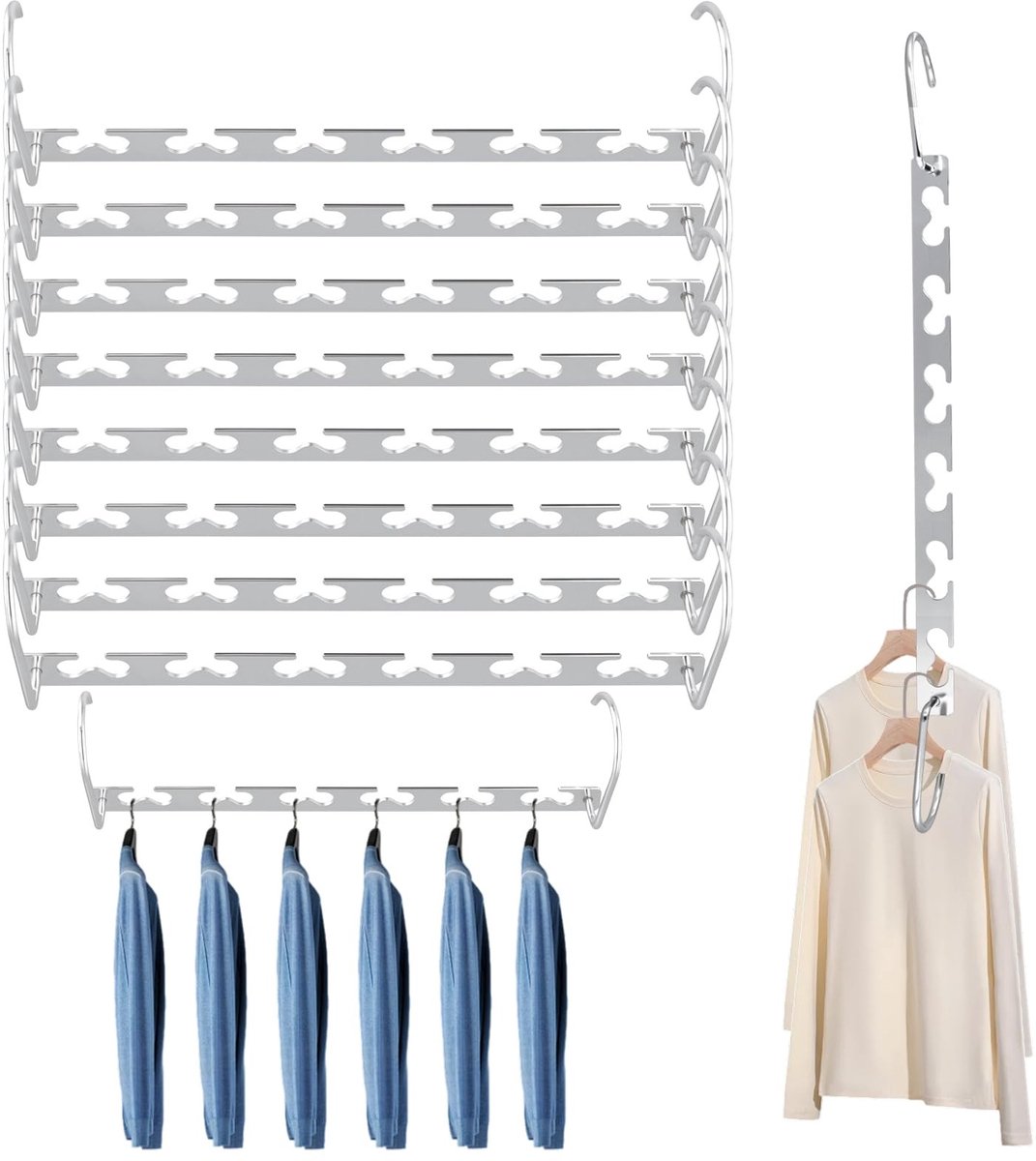 Dailygoods- Kleerhangers Ruimtebesparend - Kleerhangers Ijzer - Kleerhangers voor Kleding - Kleerhangers voor Jassen - Kleerhangers voor Broeken - Set van 10 Stuks - Ruimtebesparende Hangers