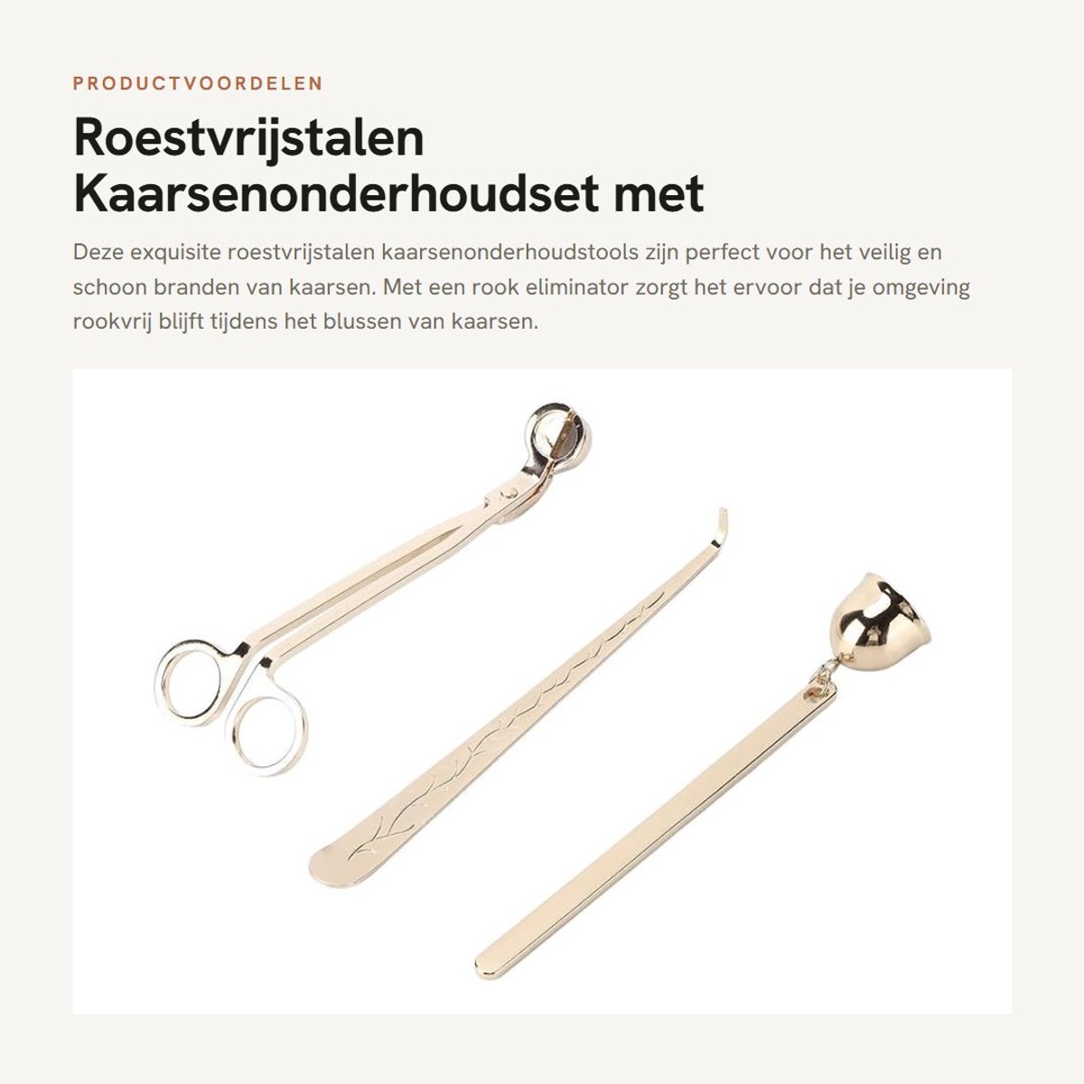 Dailygoods- Kaarsenonderhoudstools Set - Roestvrij Stalen Lonttrimmer - Lont Blusser - Rook Eliminator - Handige Opbergzak - Duurzaam Materiaal - Kaarsaccessoires