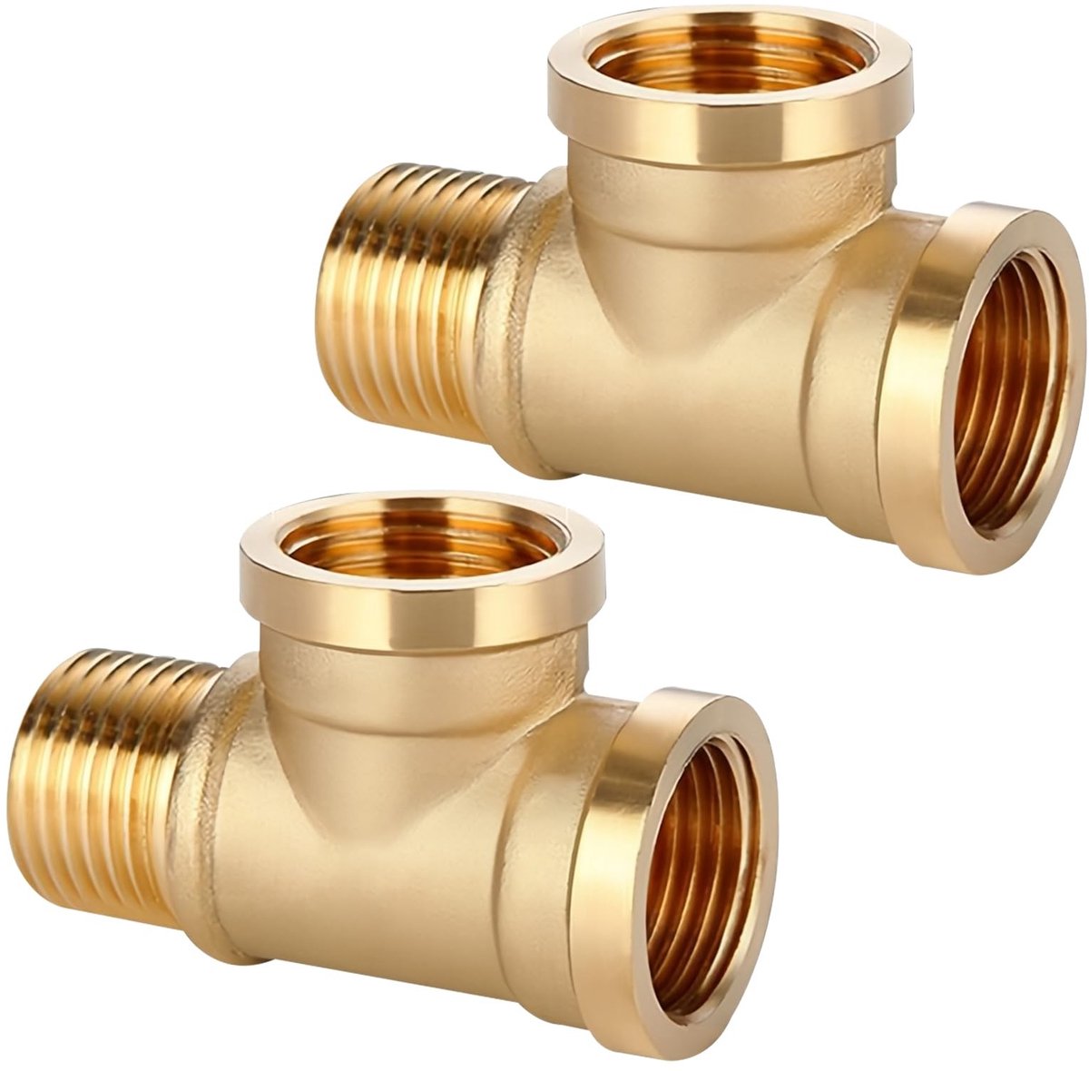 Dailygoods- T-stuk 90° - Messing Fitting - Schroefdraadfitting IGxIGxAG - 2 Stuks - Corrosiebestendig - Max. Werkdruk 35 bar