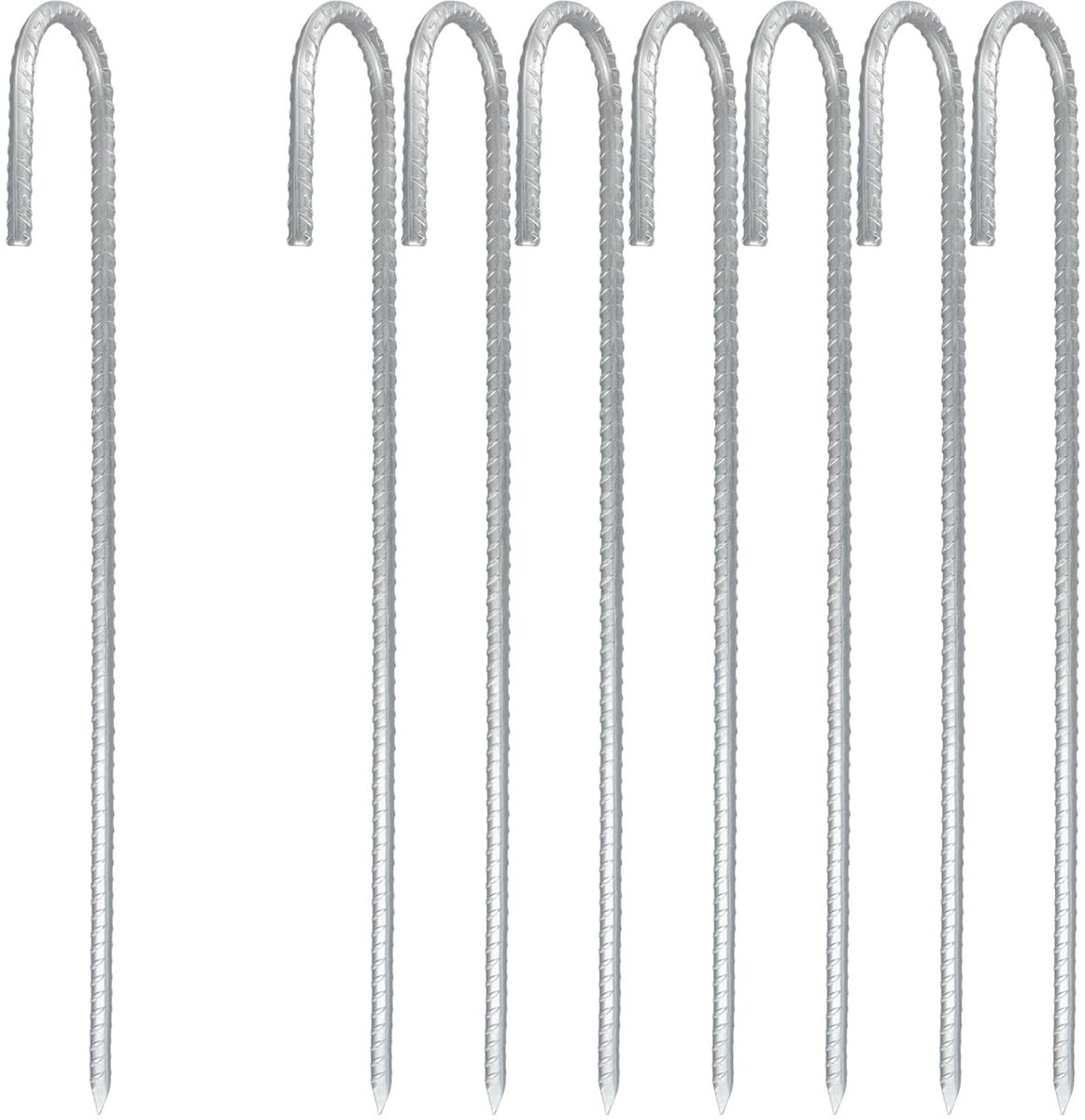 Dailygoods- Grondanker Verzinkt Staal - 8 Stuks - J-vormige Haringen - Tuinharingen - Camping - Outdoor Activiteiten - Geschikt voor Diverse Bodems - Tentharing