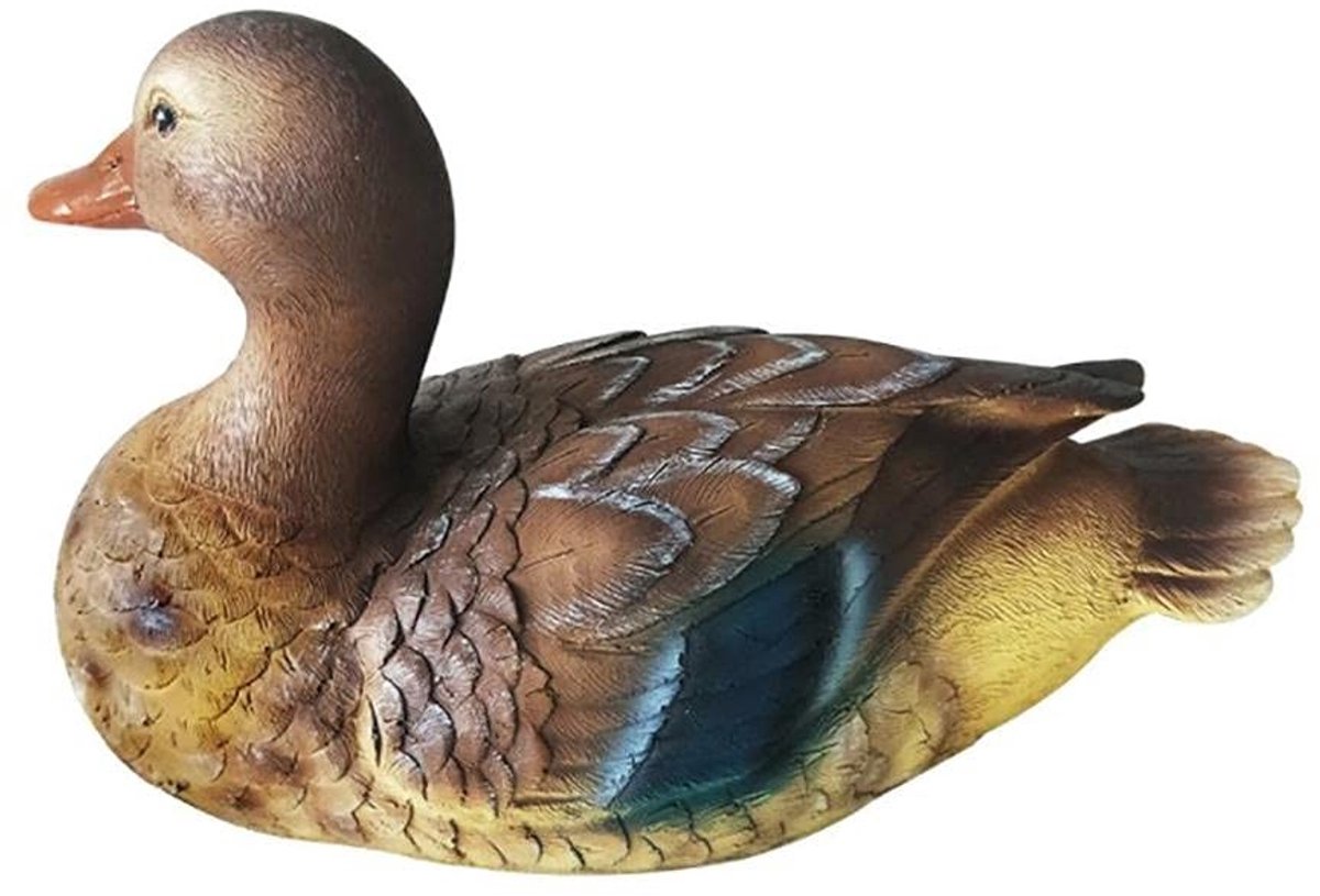Dailygoods- Eendenstandbeeld Realistisch - Vijverdecoratie - Drijvende Eend - Hars - 21,5x11,8 cm - Veilig voor Vissen