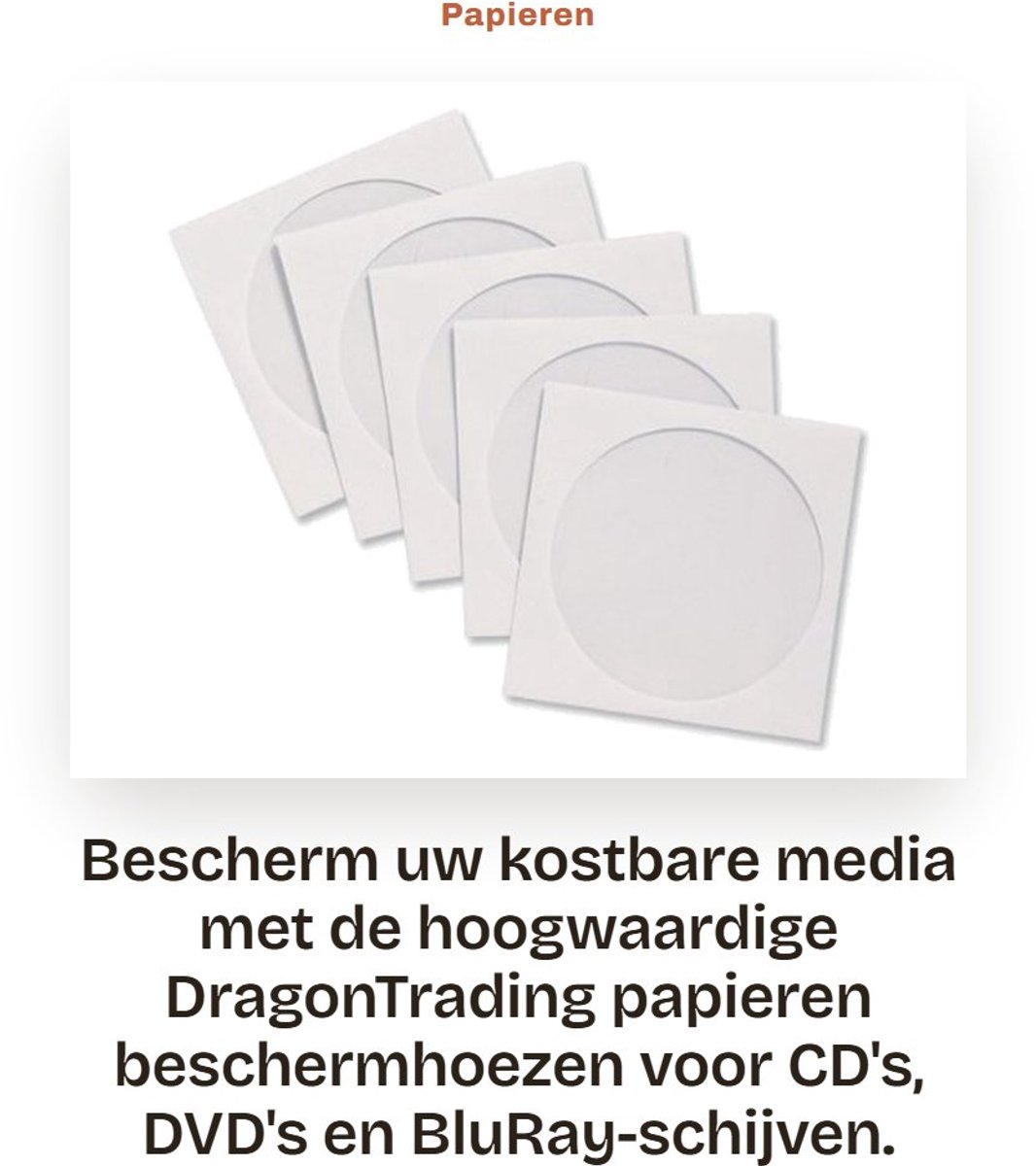 Dailygoods- Beschermhoezen Hoogwaardige Kwaliteit - CD/DVD/BluRay Hoesjes - 25 Stuks - 128 x 125 mm - Bescherming Tegen Stof/Scratches - Wit Papier met Venster - Cd Hoes