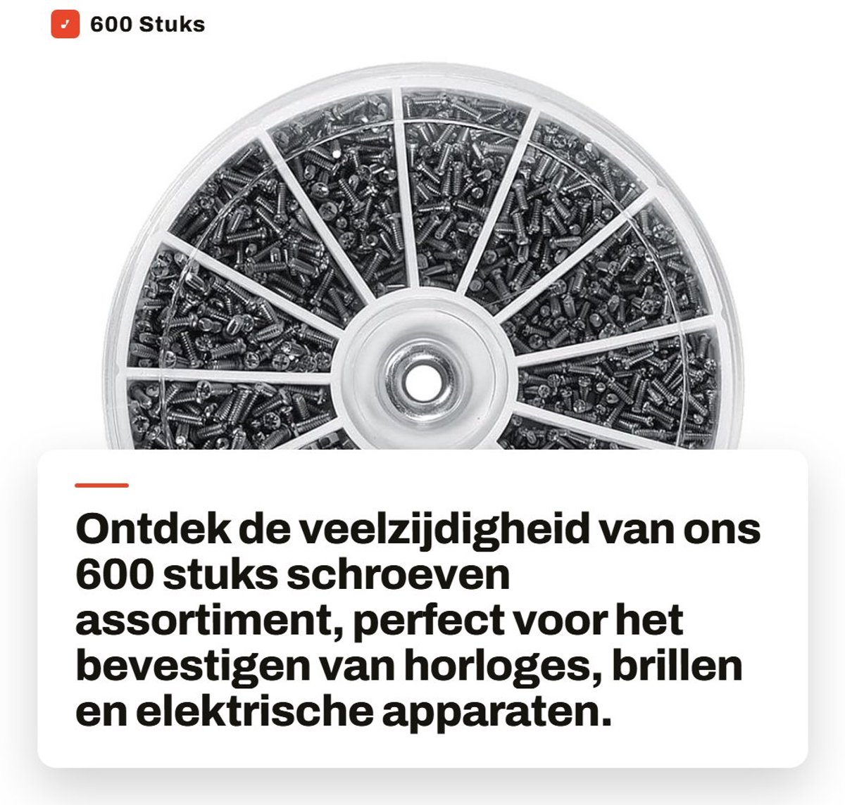 Dailygoods - 600 Stuks Kleine Schroeven Assortiment - Horloge en Bril Bevestigingen - Roestvrij Staal - Voor Elektrische Apparaten - Inclusief Moeren...