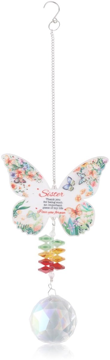 Dailygoods- Zonnevanger met Hartverwarmende Woorden - Raamdecoratie - Kristalglas - IJzer/Acryl - Totale Lengte 32 cm - Ideaal Cadeau voor Vrouwen