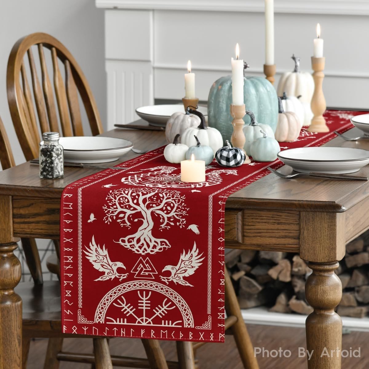 Dailygoods - Tafelloper met Vikingboom Design voor Seizoensgebonden Decoratie