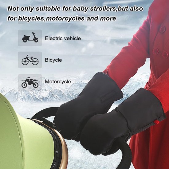 Kinderwagen Handwarmer - Wandelwagen Mof - Warm Blijven - Waterdicht Oxford Doek - Universele Maat - Zwart — afbeelding 3