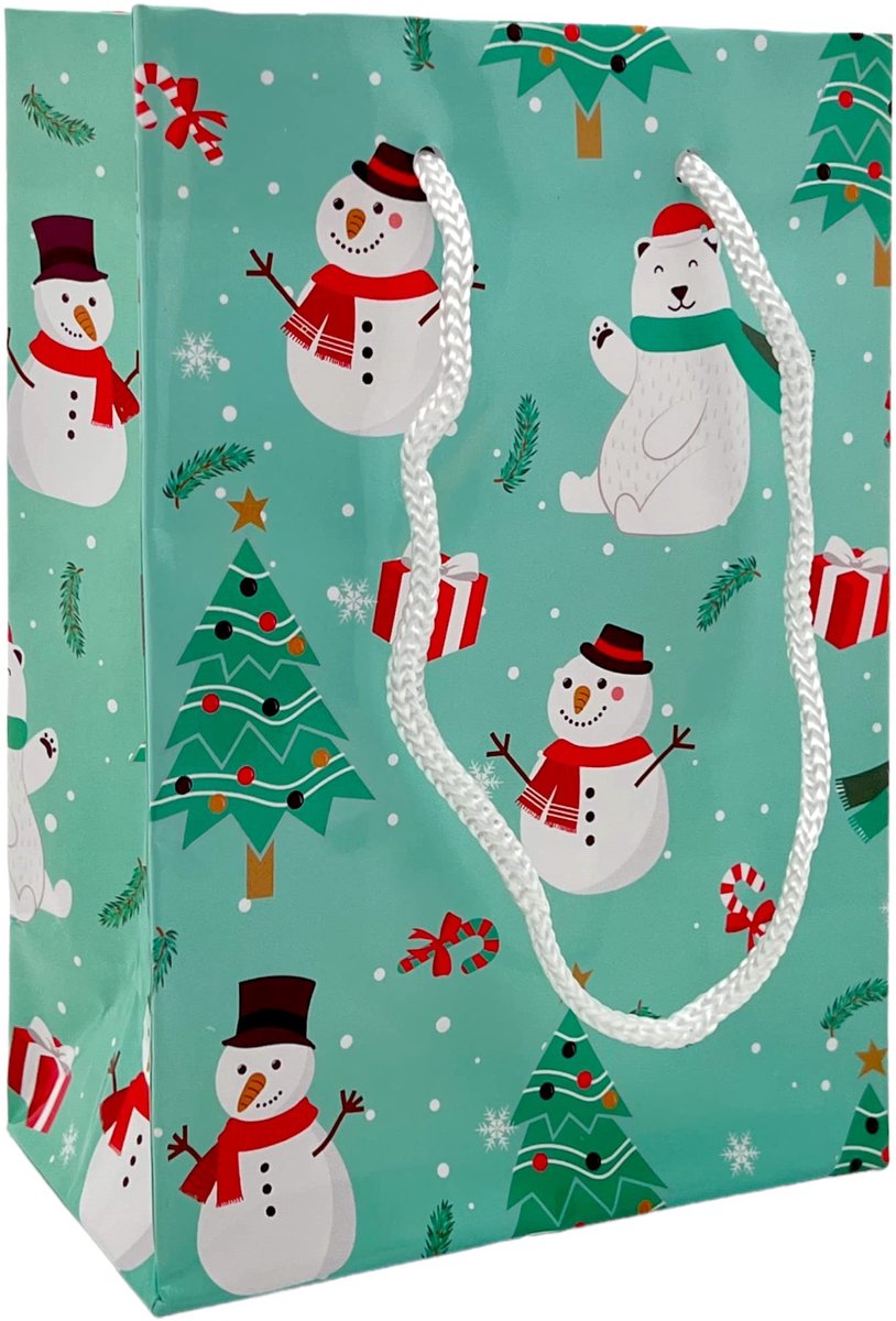 Dailygoods- Cadeauzakjes Herbruikbaar - Kerstzakjes - Cadeautasjes met Handvat - 24 Stuks - 23 x 18 x 8 cm - Glitter Motieven - Geschenkzakjes