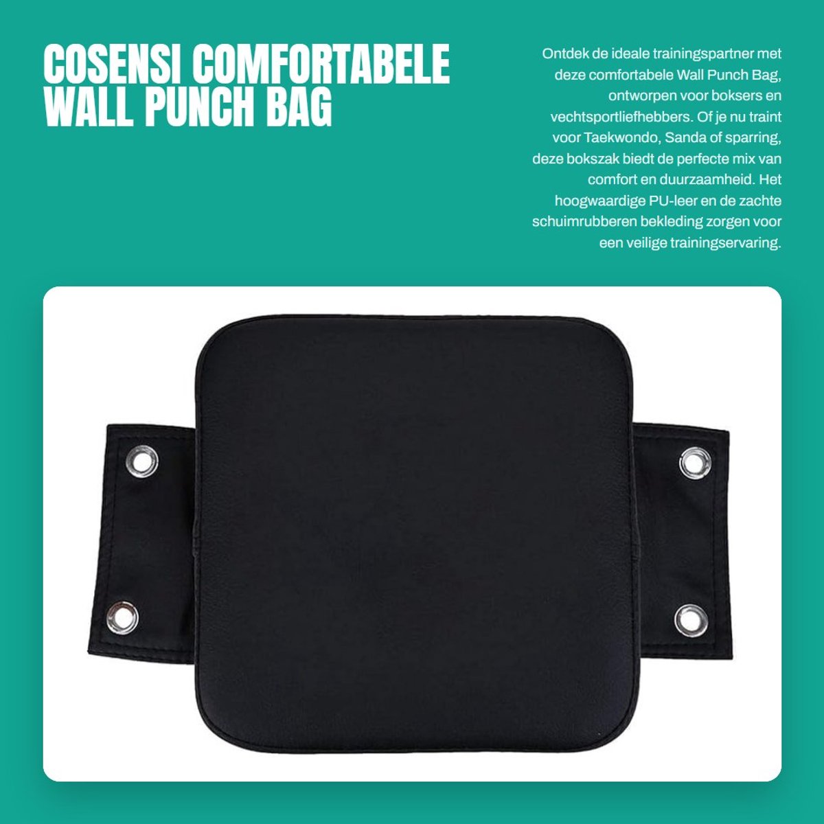 Dailygoods- Wandbokszak Comfortabel - Wandmontage - Hoogwaardig PU-leer - Zacht Schuim - Duurzaam - Lichtgewicht - Bokstraining Pad