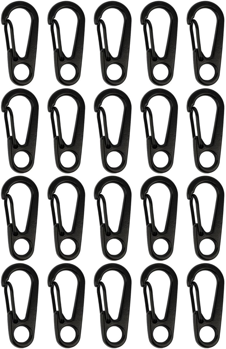Dailygoods- Karabijnhaak Mini - 20 Stuks - Zinklegering - Sleutelhangerclip - Outdoor - Duurzame Constructie - Eenvoudig Ontwerp - Haak