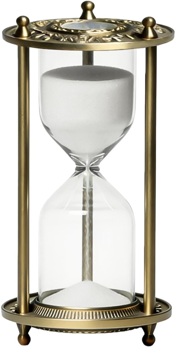 Dailygoods- Zandloper 15 Minuten - Messing Gouden Frame - Antiek Decoratief - Borosilicaatglas - Perfect Cadeau - 23 x 13 x 16 cm - Timer