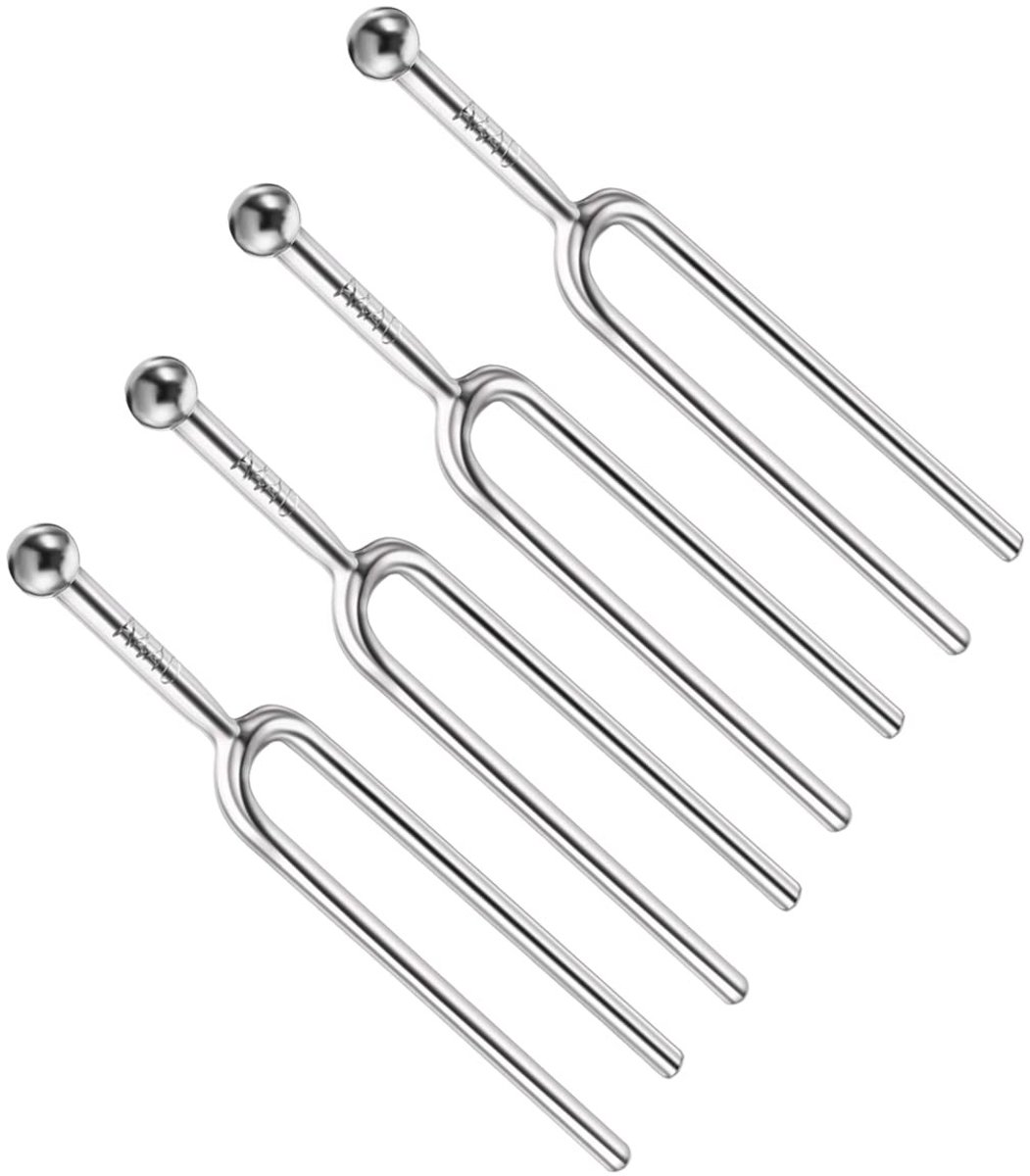 Dailygoods - Stemvorken A440 - Roestvrijstalen stemvorken - 4 stuks - Viool en gitaar accessoires - Compatibel met muziekstandaard - Professionele tuner