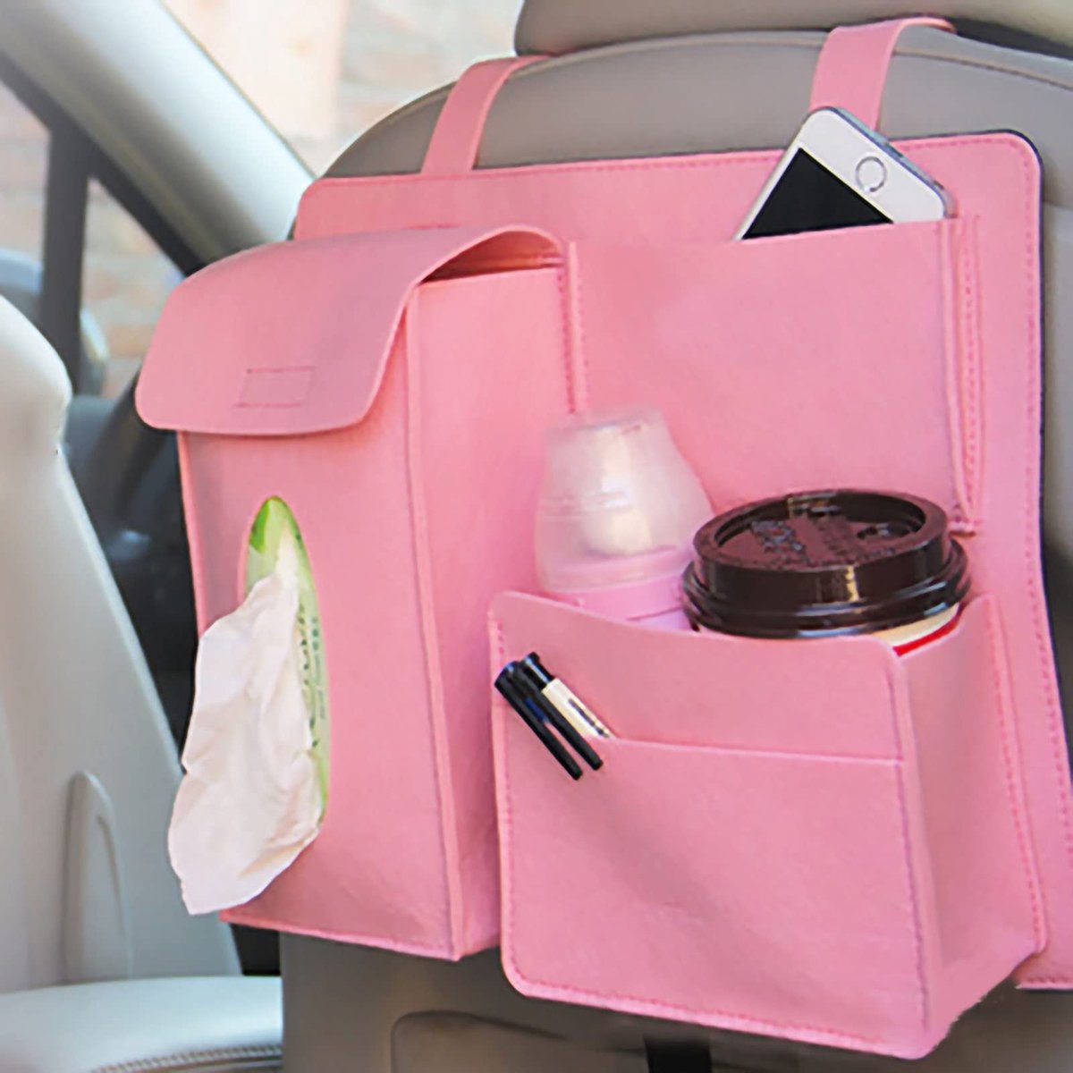 Dailygoods- Autozit Organizer - Multifunctionele Organizer - Achterbank Organizer - Opbergtas met Grote Vakken - Velcro Bevestiging - Hoogwaardige Vilt Materialen