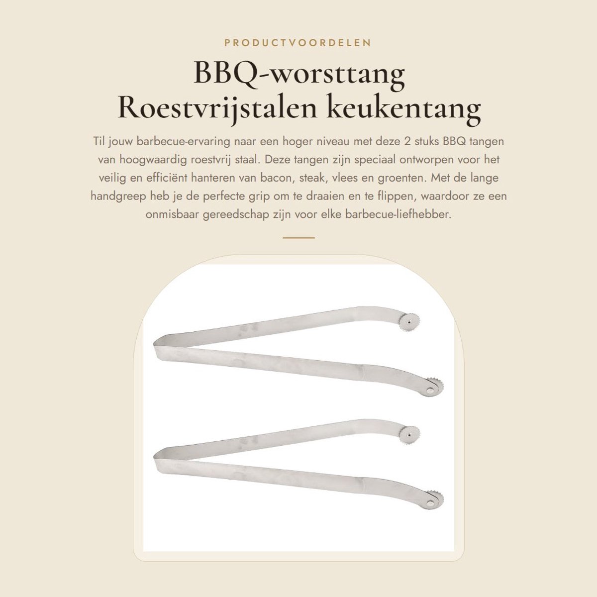 Dailygoods- BBQ-worsttang roestvrij staal - 2 stuks - lange steel - omdraaitang - voor vlees/groenten - essentieel voor barbecueliefhebbers - Grilltang