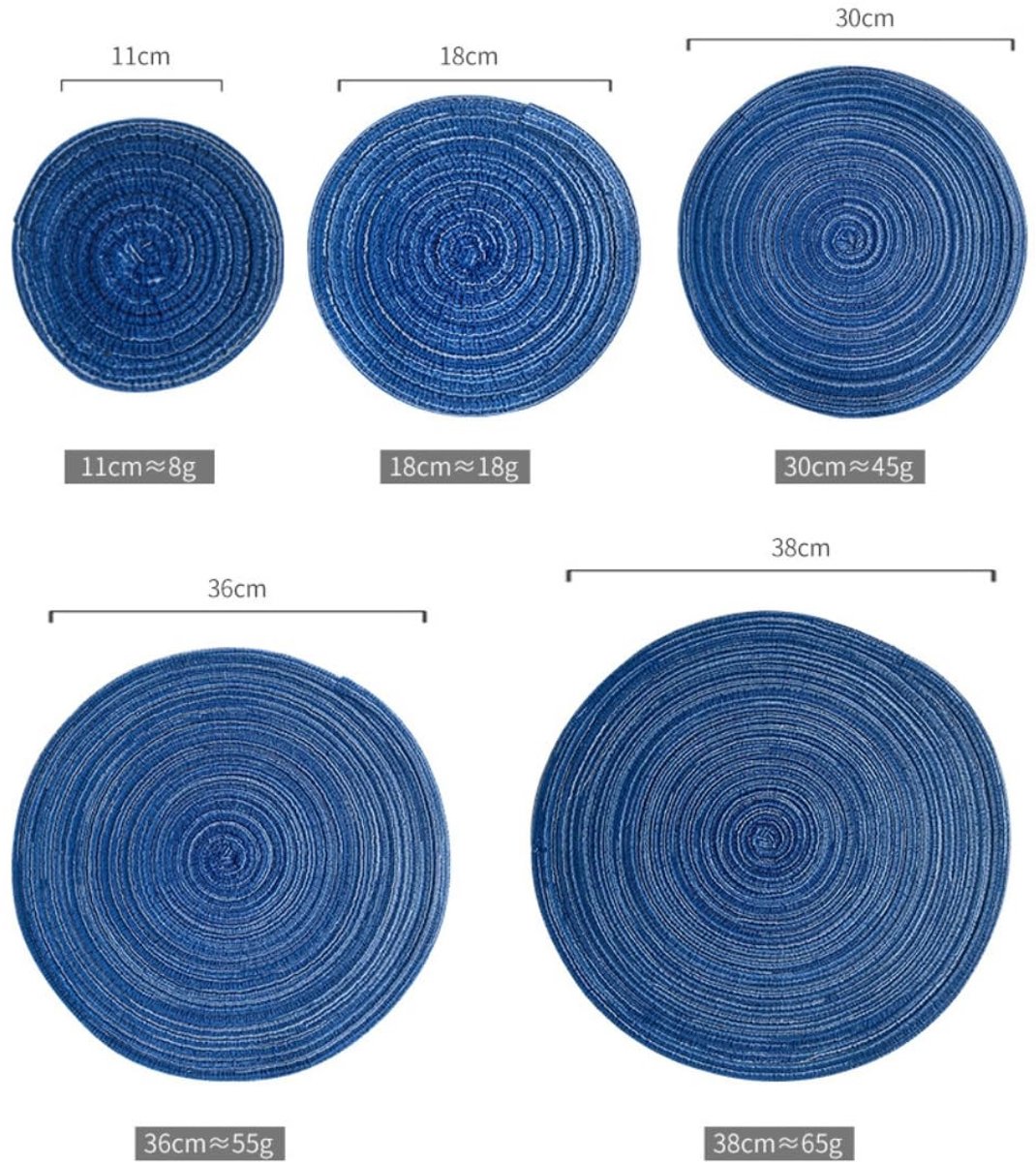Dailygoods- Onderzetters Hittebestendig - Geweven Katoenen Onderzetters - Antislip voor Kopjes - 6 Stuks - Diameter 11 cm - Onderzetters voor Keuken/Woonkamer - Placemats