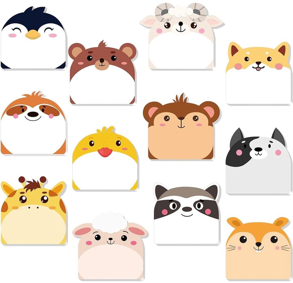 Dailygoods- Zelfklevende Notities 24 Stuks - Dieren Plaknotitieset - 720 Vellen - Cadeautje Verjaardagsfeest - Gadget Kinderen - Mini Notities - Plaknotities