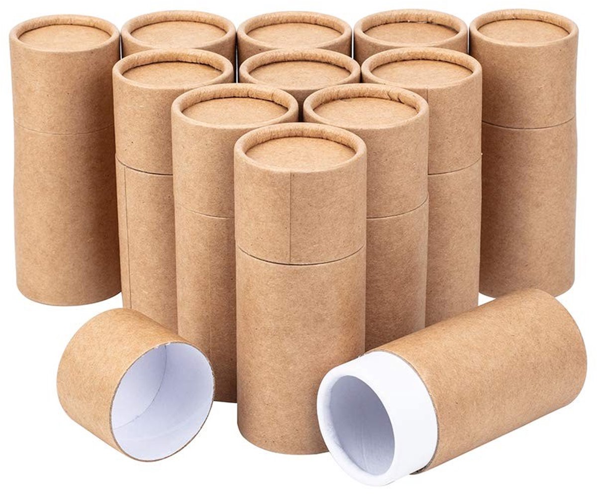 Dailygoods- Kartonnen Buisjes 12 Stuks - 50 ml - Rond - Kraftpapier - Stevig - Duurzaam - Opbergbuis
