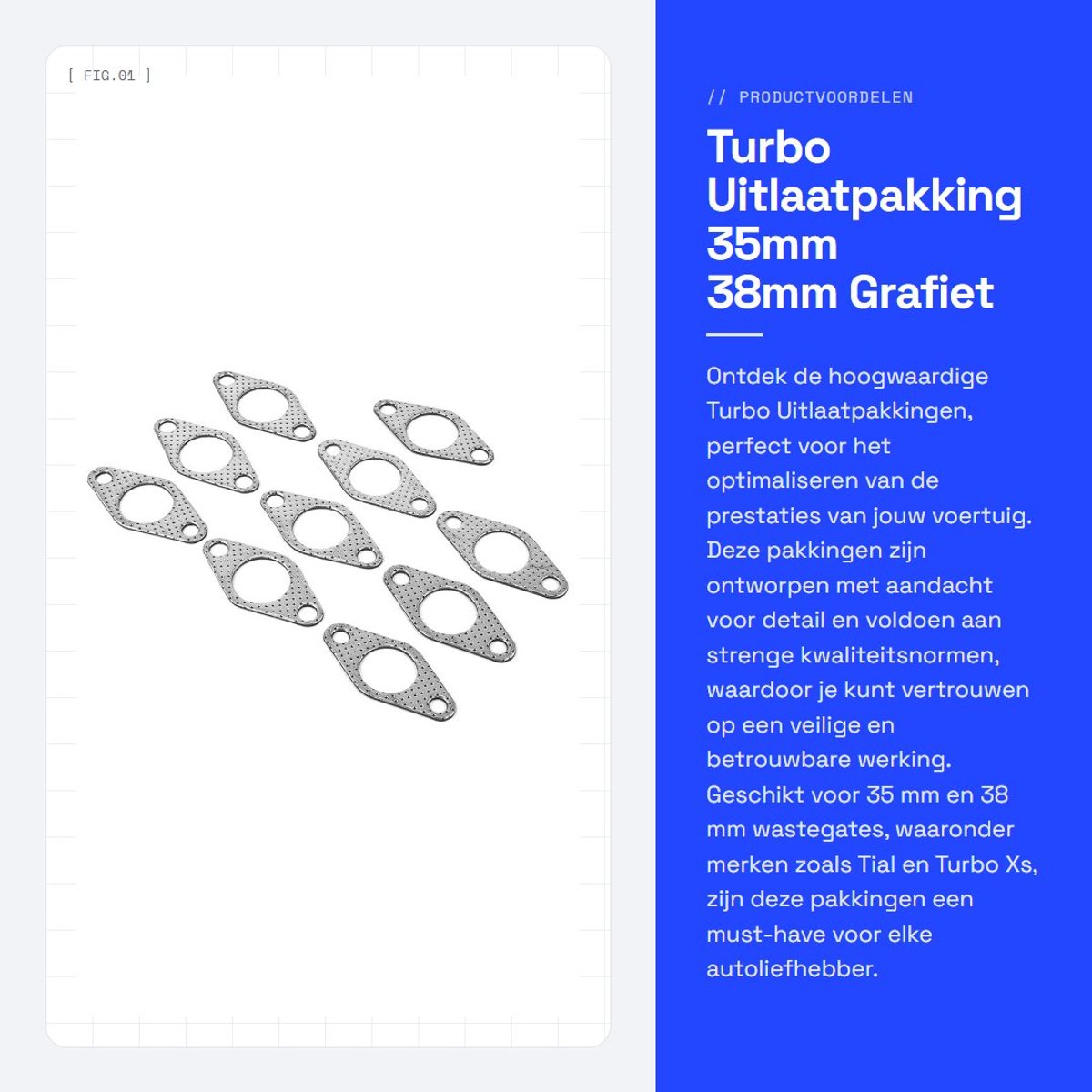 Dailygoods- Turbo Uitlaatpakking 35mm/38mm - Aluminium/Graphiet - Geschikt voor Tial/TURBOSMART - Set van 10 - Hoogwaardige Kwaliteit - Praktische Accessoires