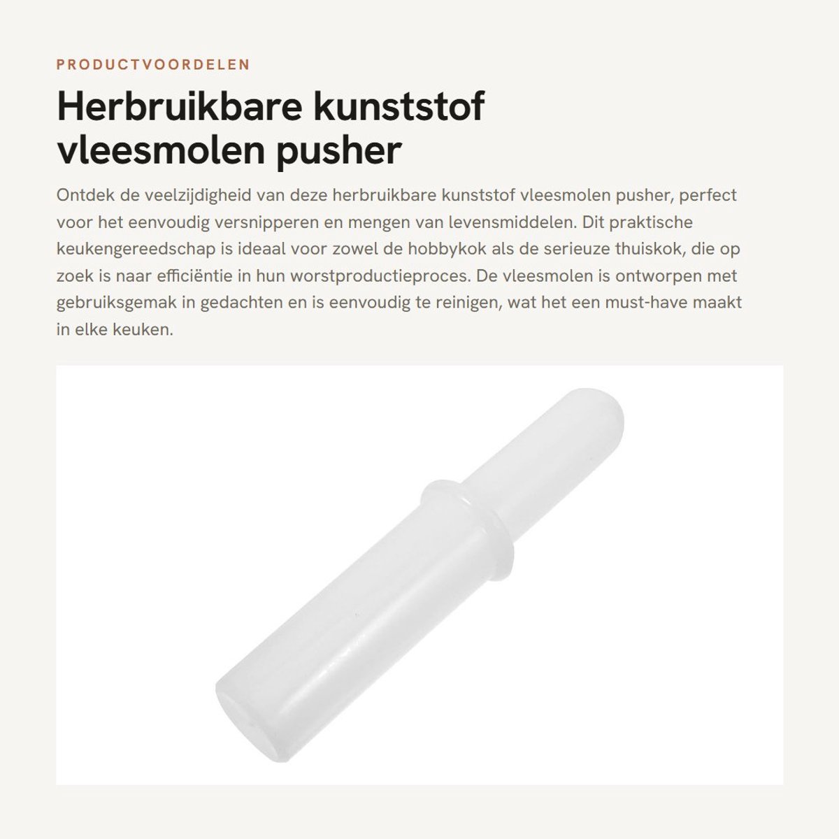Dailygoods- Vleesmolen Herbruikbare Kunststof - Vleesstamper 21,5 cm - Praktisch Keukengereedschap - Eenvoudig Reinigen - Comfortabel Gebruik - Efficiënte Worstproductie