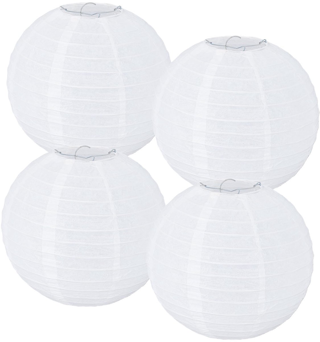 Dailygoods- Papieren Lantaarns 20 cm - 4 Stuks - Ronde Chinese Lantaarns - Decoratie voor Feest - Bruiloft - Tuin - Op te Hangen - Decoratielantaarns