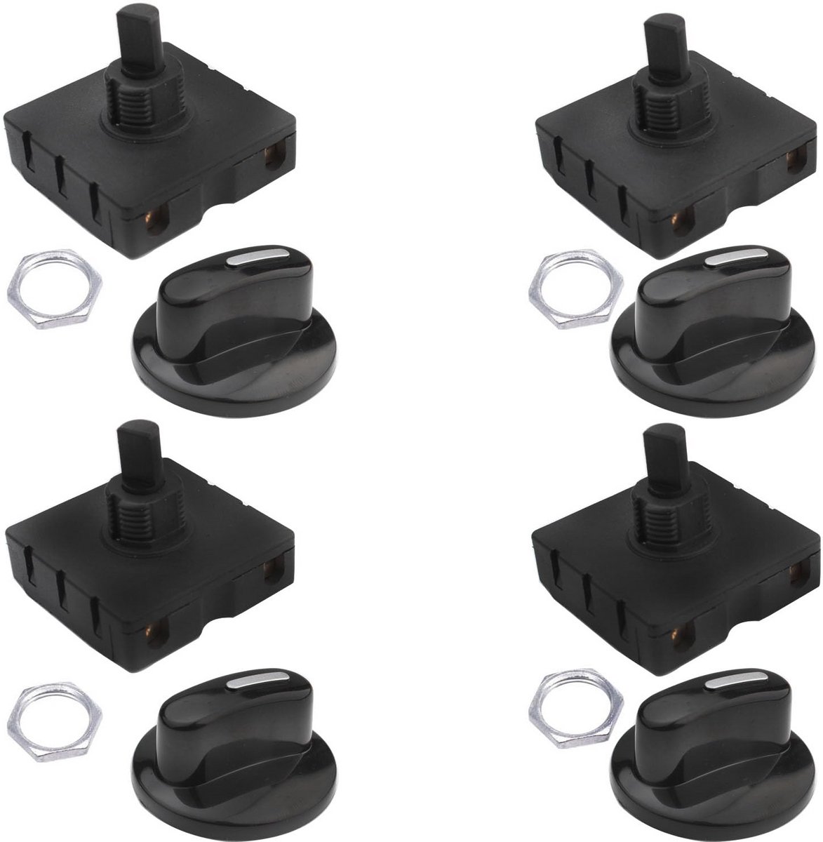 4-Delige Draaischakelaar Set voor Ventilator Kachel - 4standen, 3 Versnellingen - 120V-250V 10A
