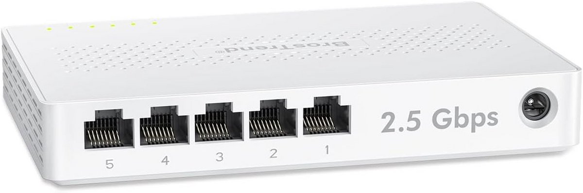 Netwerk Switch - Ethernet Hub - Snelle Internetverbinding - 5 Poorten 2.5GB - 25 Gbps - Wit