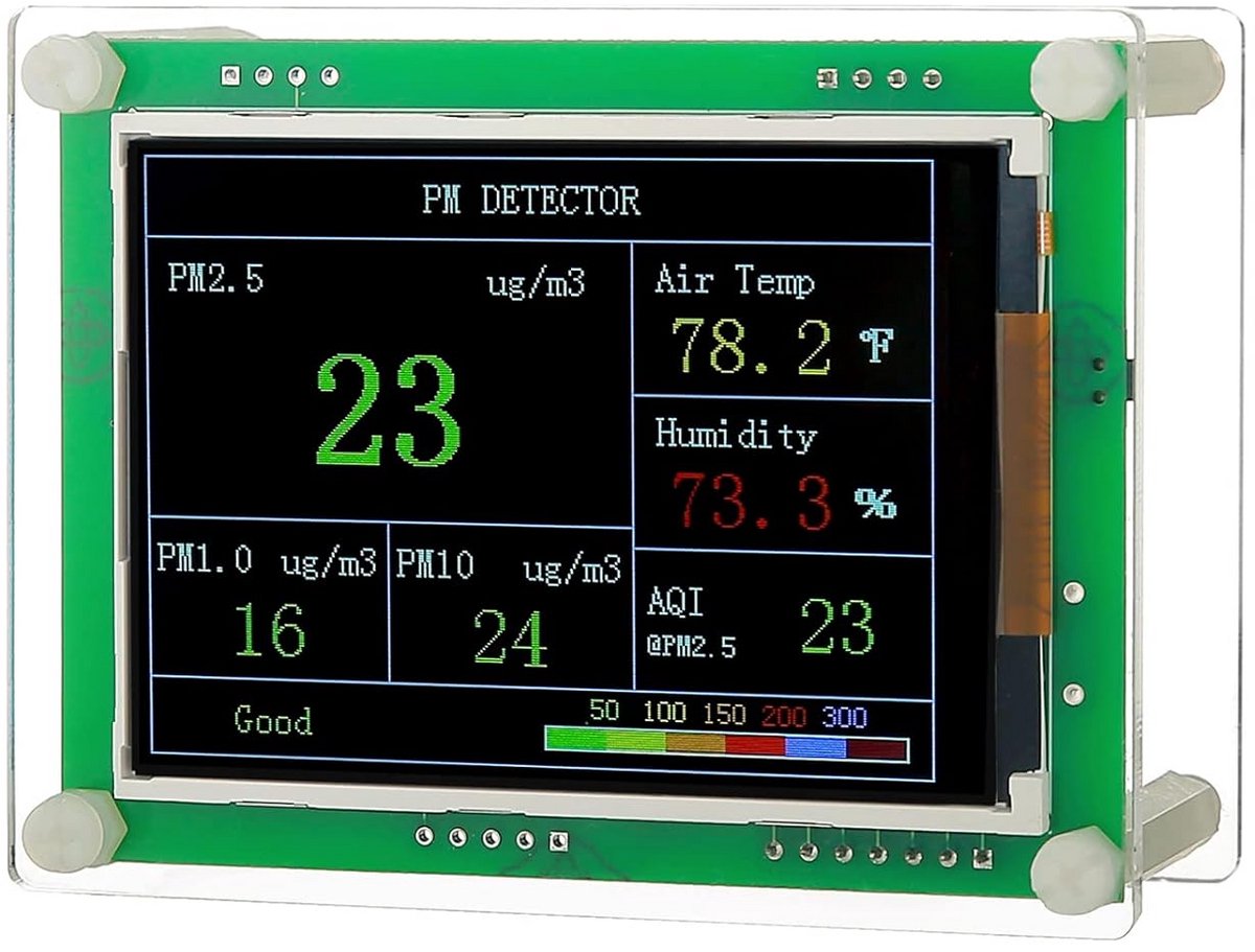 Luchtkwaliteitsmonitor - Luchtmeter - Binnenlucht Meten - Kleurenscherm Waarschuwing - 8.5 cm - Wit