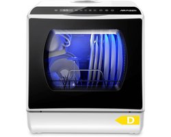 Compacte Vaatwasser - Tafelmodel Afwasmachine - Keuken Reinigen - Dubbele Watertoevoer - 4 Couverts - Wit