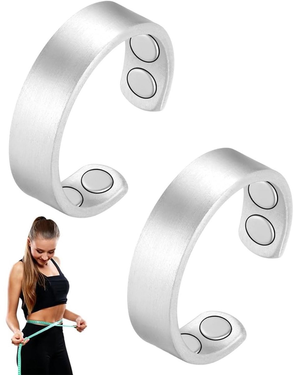 Dailygoods- Koper Magnetring - 2 Stuks - Ultrasterk - Verstelbare Grootte - PVD-Coating - Comfortabel en Duurzaam