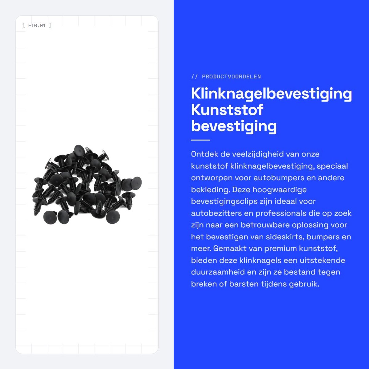 Dailygoods- Klinknagelbevestiging 50 Stuks - Kunststof Klinknagels - Auto Clips - Duurzaam - Eenvoudig te Installeren - Universeel Toepasbaar - Autoclip