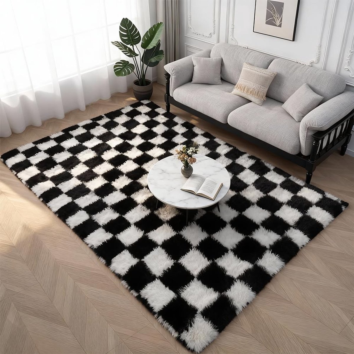 Dailygoods- Vloerkleed 140x200 cm - Hoogpolig - Antislip - Wasbaar - Modern - Ultrazacht en wollig - Tapijt