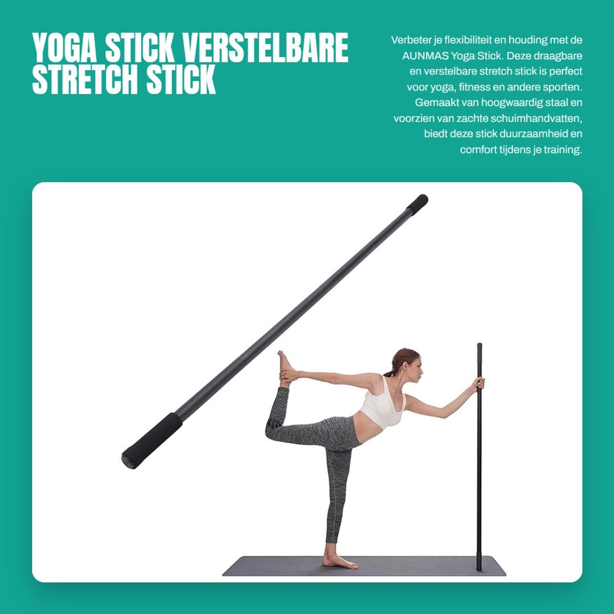 Dailygoods- Yoga Stick Hoogwaardige Staalconstructie - Antislip Houding Corrector - Verstelbare Stretch Stick - Verbeter Flexibiliteit - Ideaal voor Yoga