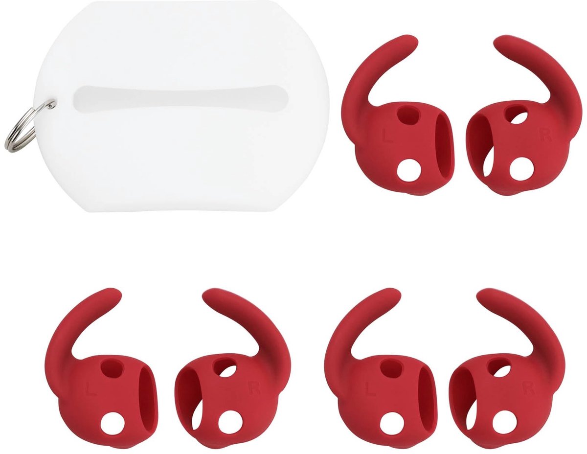 Dailygoods - Oorhaken - Anti-slip - Rood - Siliconen hoezen - Oortelefoon accessoires - Geschikt voor B-eats Studio Buds 2021 - 3 paar