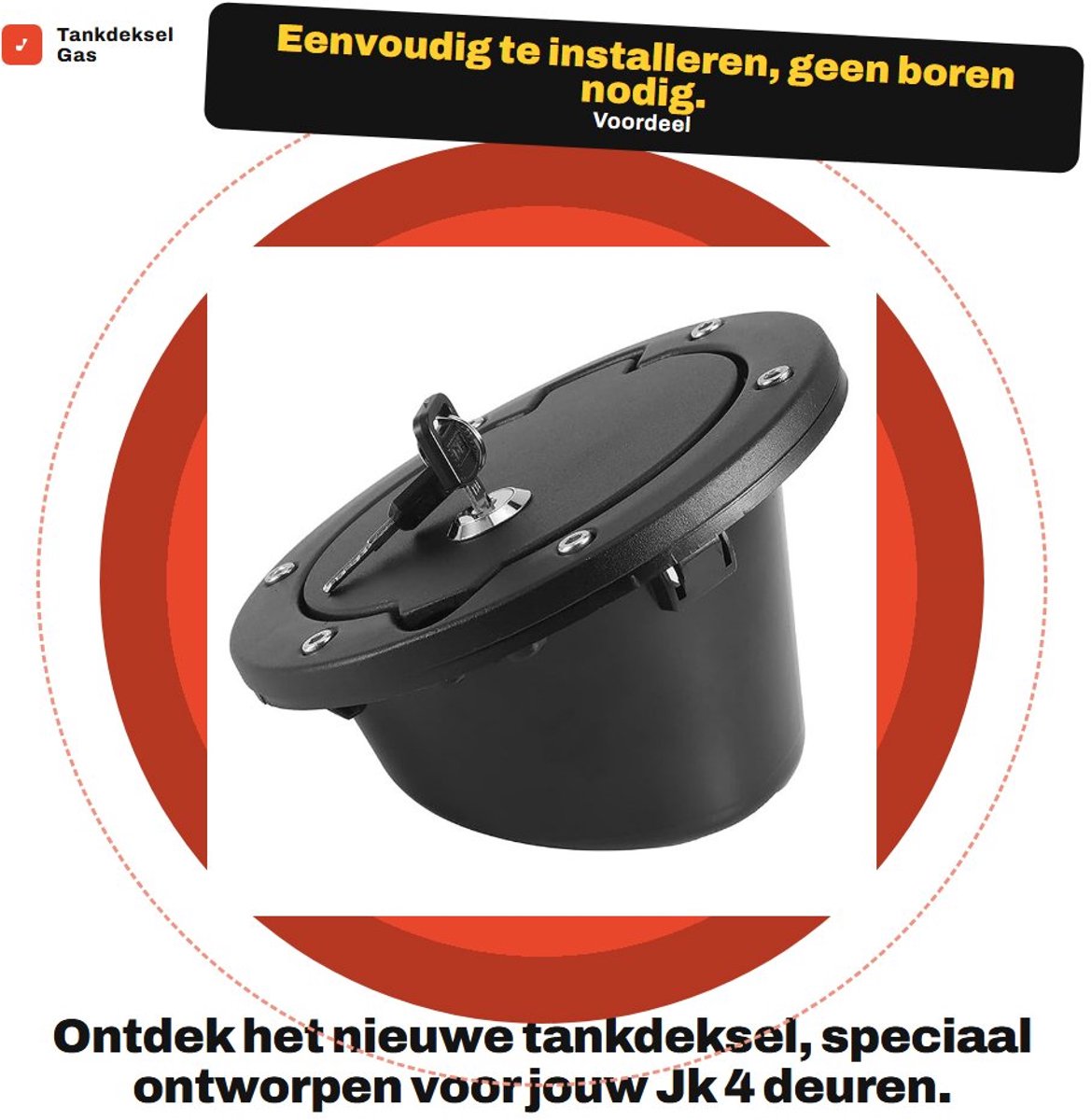 Dailygoods- Tankdeksel Aluminiumlegering - Geschikt voor JK 4-deurs/2-deurs - Eenvoudige installatie - Robuust en duurzaam - Inclusief sleutels - Elegante afwerking - Brandstoftankdop