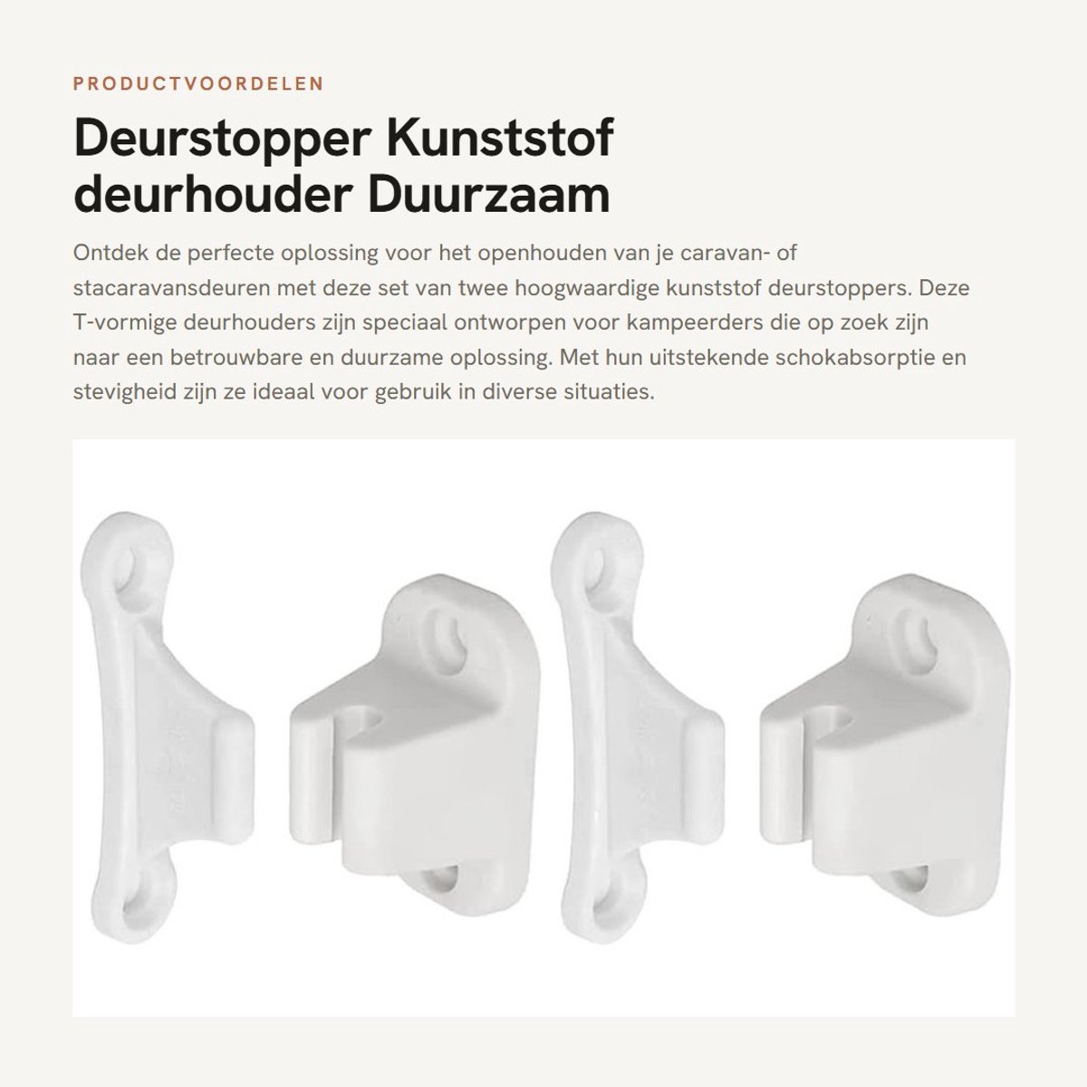 Dailygoods- Deurstopper 2-delige set - Kunststof - T-vormige deurhouder - 35 mm/48 mm gatafstand - Schokabsorberend - Voor caravans - Deurstoppers