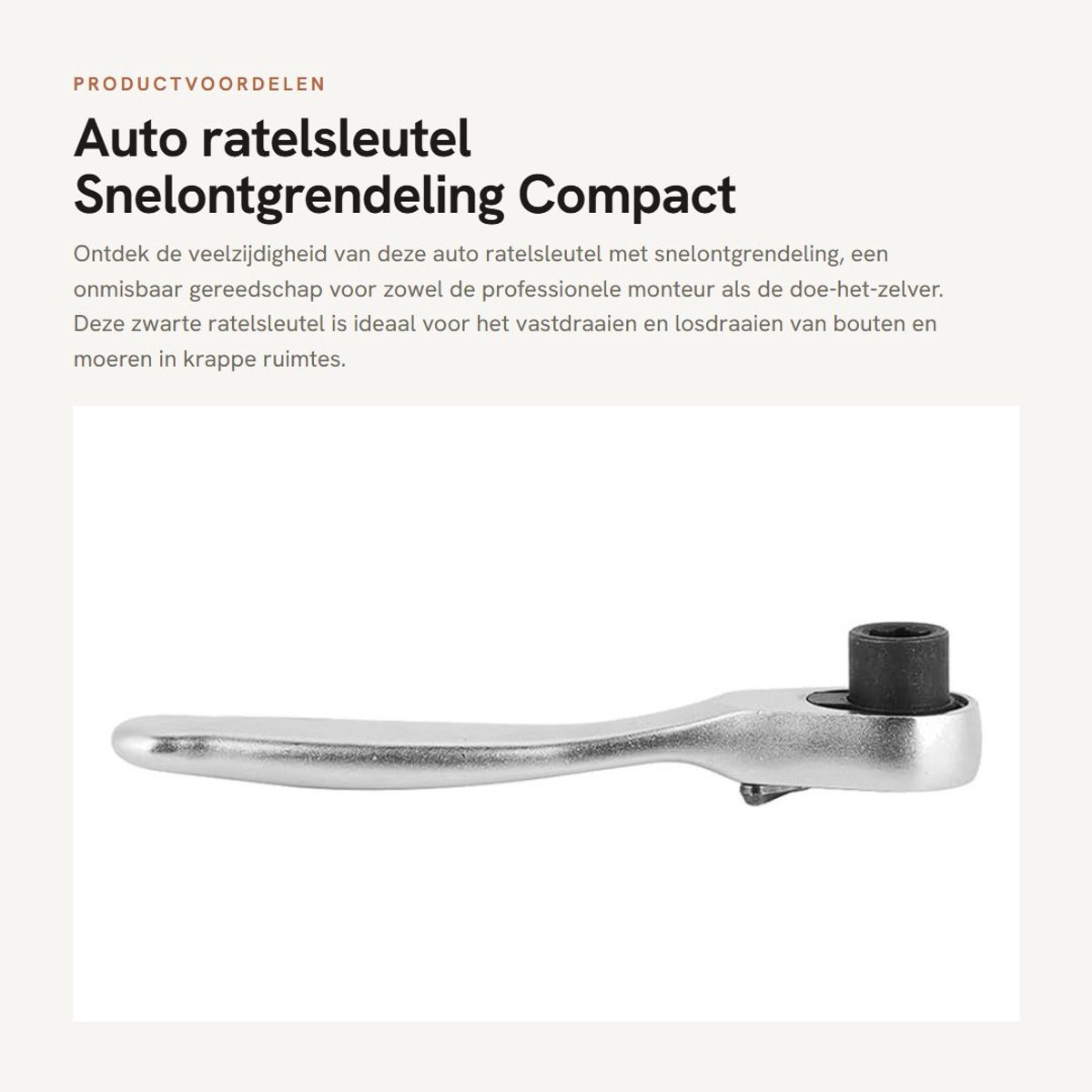 Dailygoods- Ratelsleutel met snelontgrendeling - Inbussleutel - Zinklegering - IP65 waterdicht - 1/4 inch - Gewicht 27 g - Sleutel