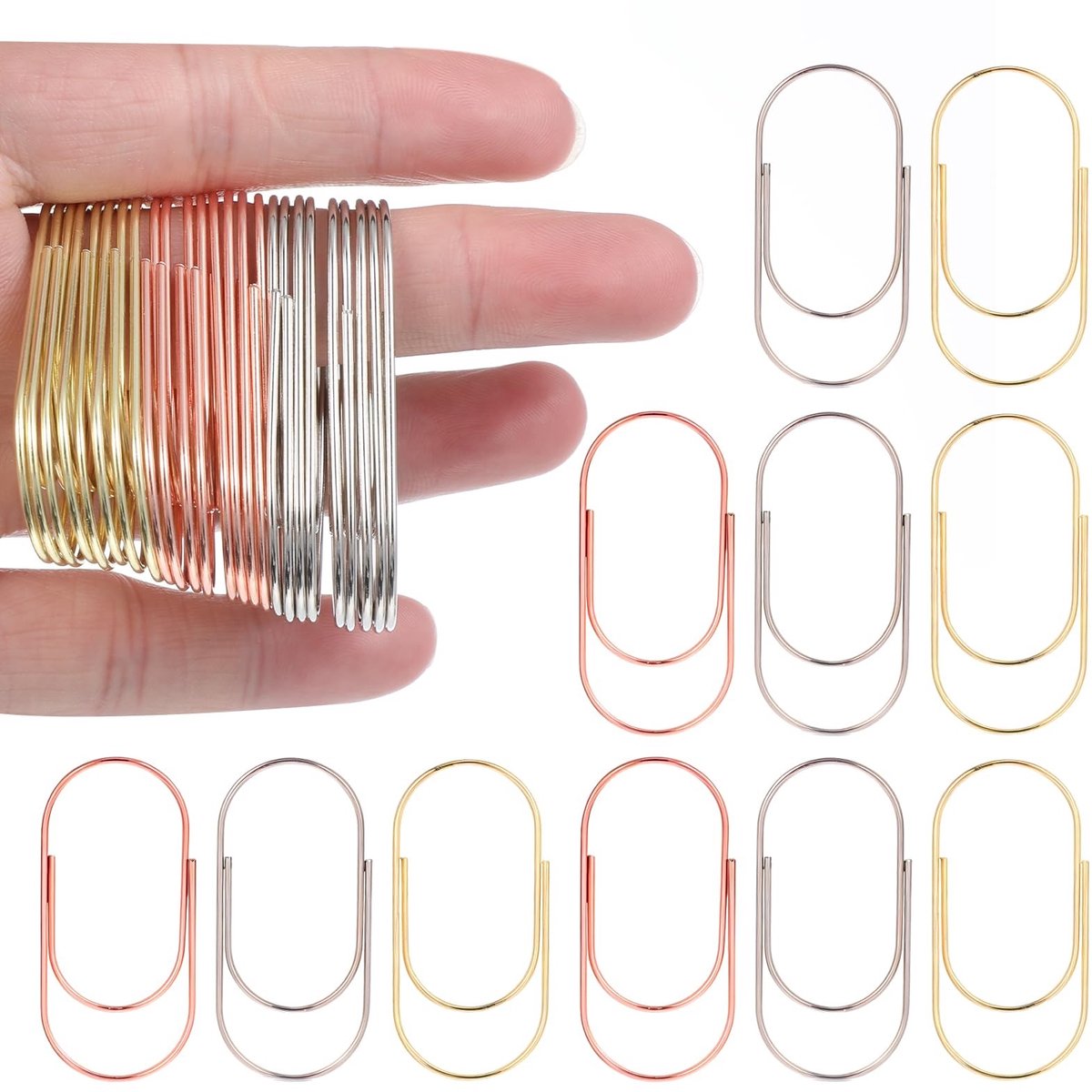 Dailygoods- Paperclips Goud - Grote Paperclips - Kantoor Benodigdheden - Schoolspullen - Organiseren - 30 Stuks, 5x2,4 cm - Kantoorbenodigdheden