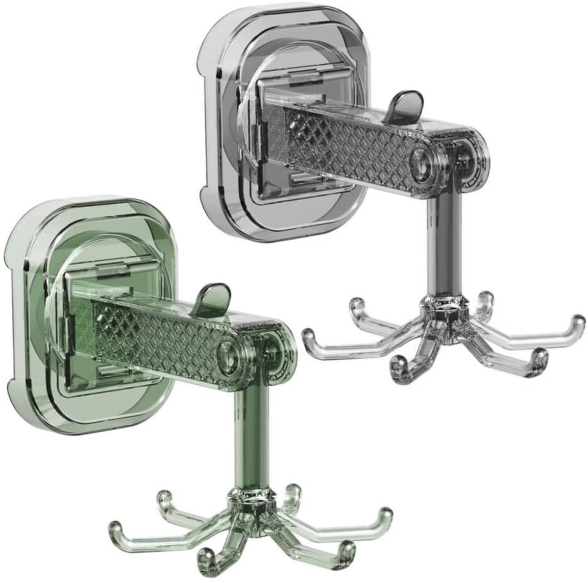 Dailygoods - 2-Pack Keukengerei Rek met Draaibare Haak en Zuignap