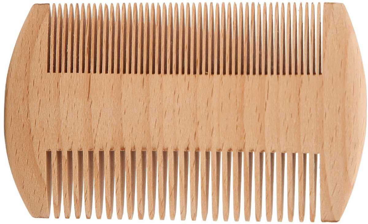 Dailygoods- Baardkam Hout - Professioneel - Dubbelzijdige Luizenkam - Antistatisch - Draagbaar - Afmetingen 10 x 6 cm - Kam
