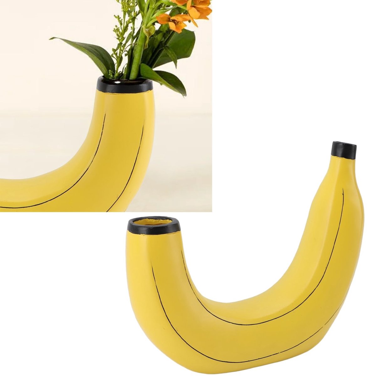 Dailygoods- Vaas Bananenvorm - Moderne Decoratie - Multifunctioneel - Harsmateriaal - Veilig en Milieuvriendelijk - Voor Woonkamer/Slaapkamer