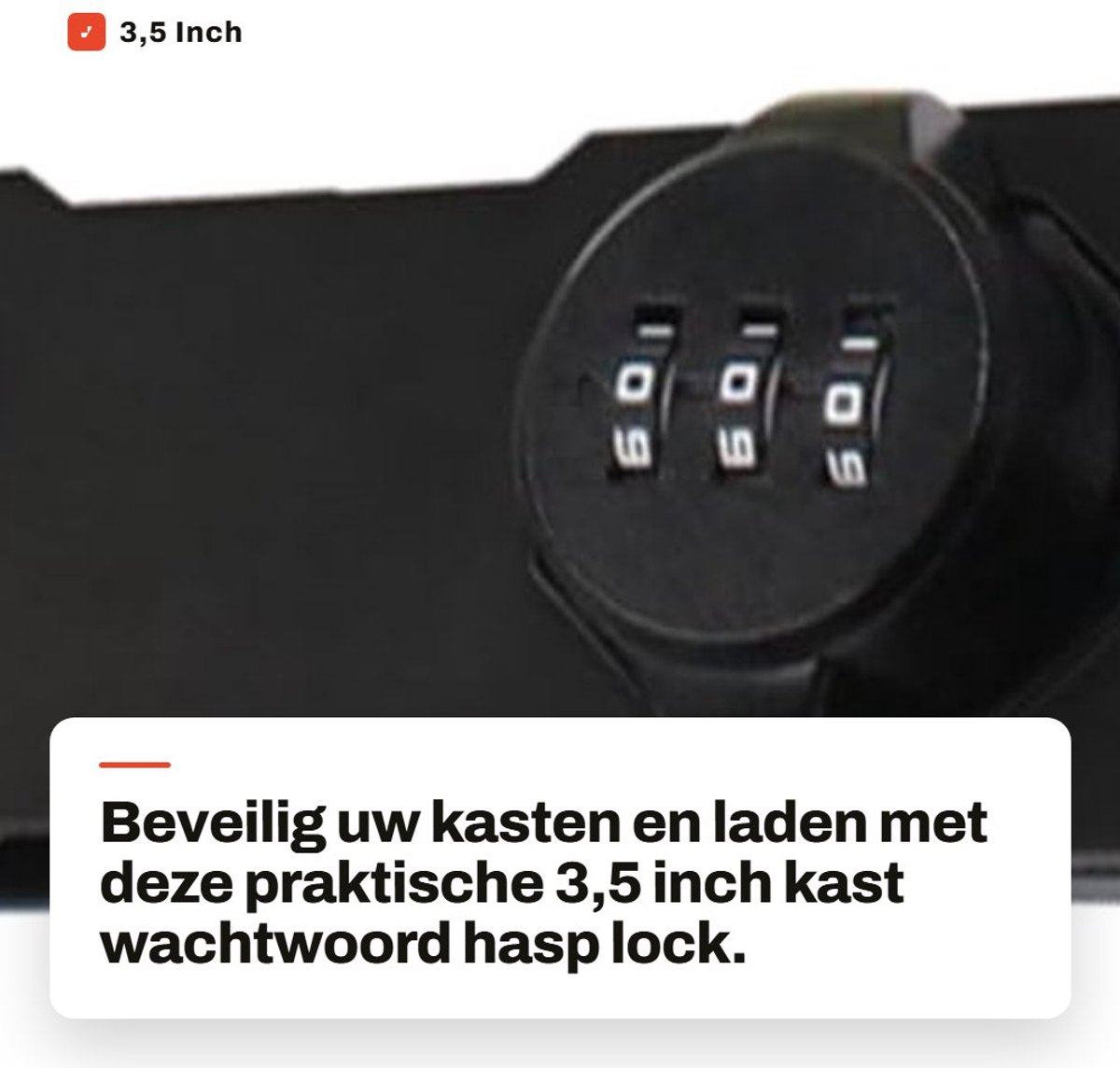 Dailygoods- Hasp Lock 3-cijferige Combinatie - Vergrendeling - Draaiknop - Privacy Locker - Compact - Eenvoudige Installatie - Deurslot