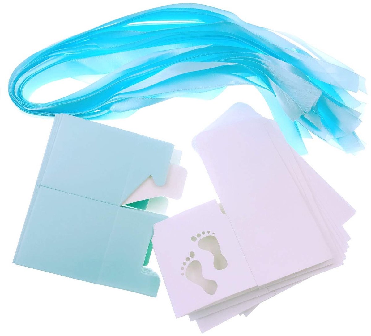 Dailygoods- Gastgeschenkdoosjes 50 x Blauwe Voetafdruk - Snoepdoosjes - Babyshower - Verjaardag - Doop - Feestdecoratie - Duurzaam Karton - Cadeau-doosjes