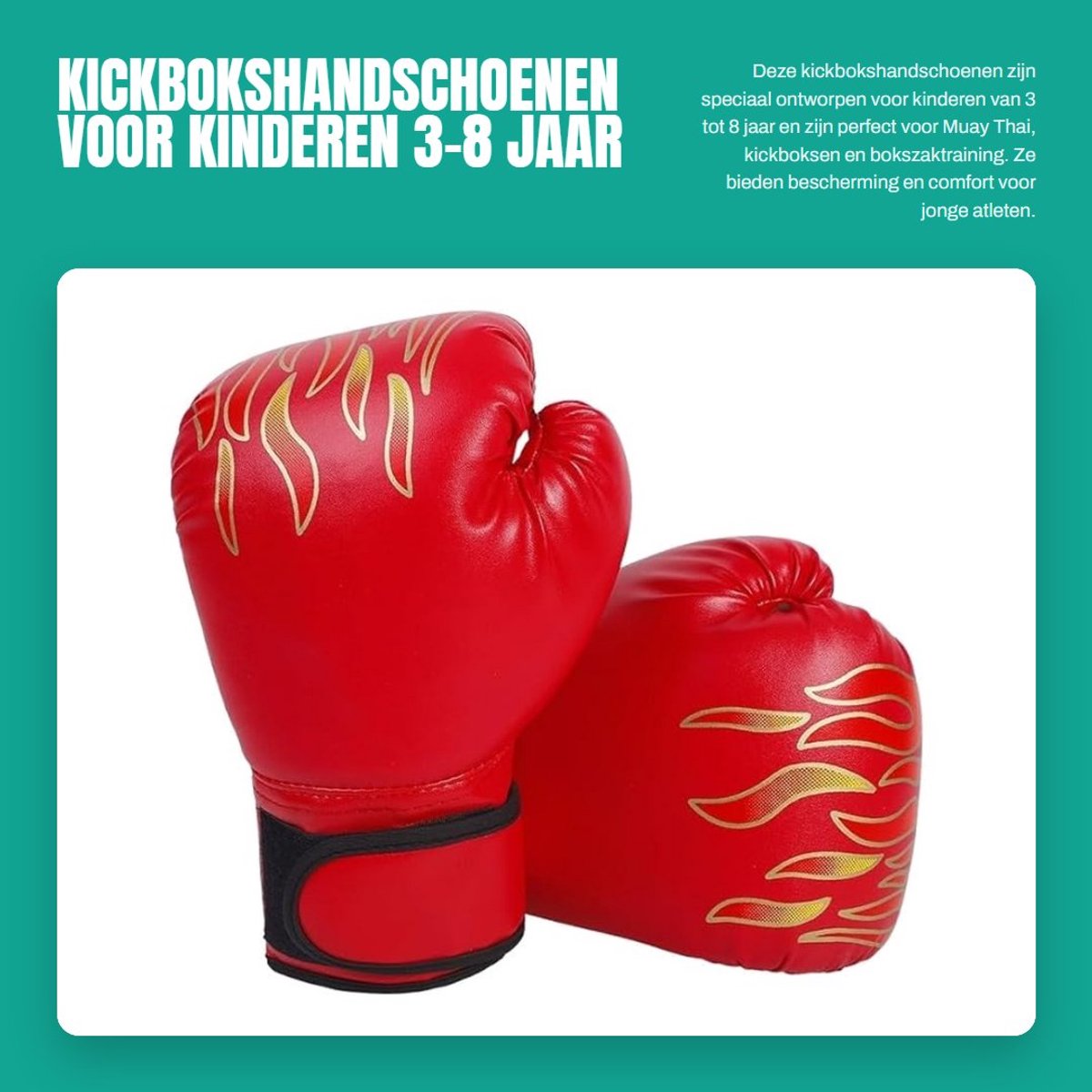 Dailygoods- Kickbokshandschoenen Kinderen - Muay Thai/Sparring - Kunstleer - Rood - Verstelbare Polsband - Aangenaam Draagcomfort - Bokshandschoenen