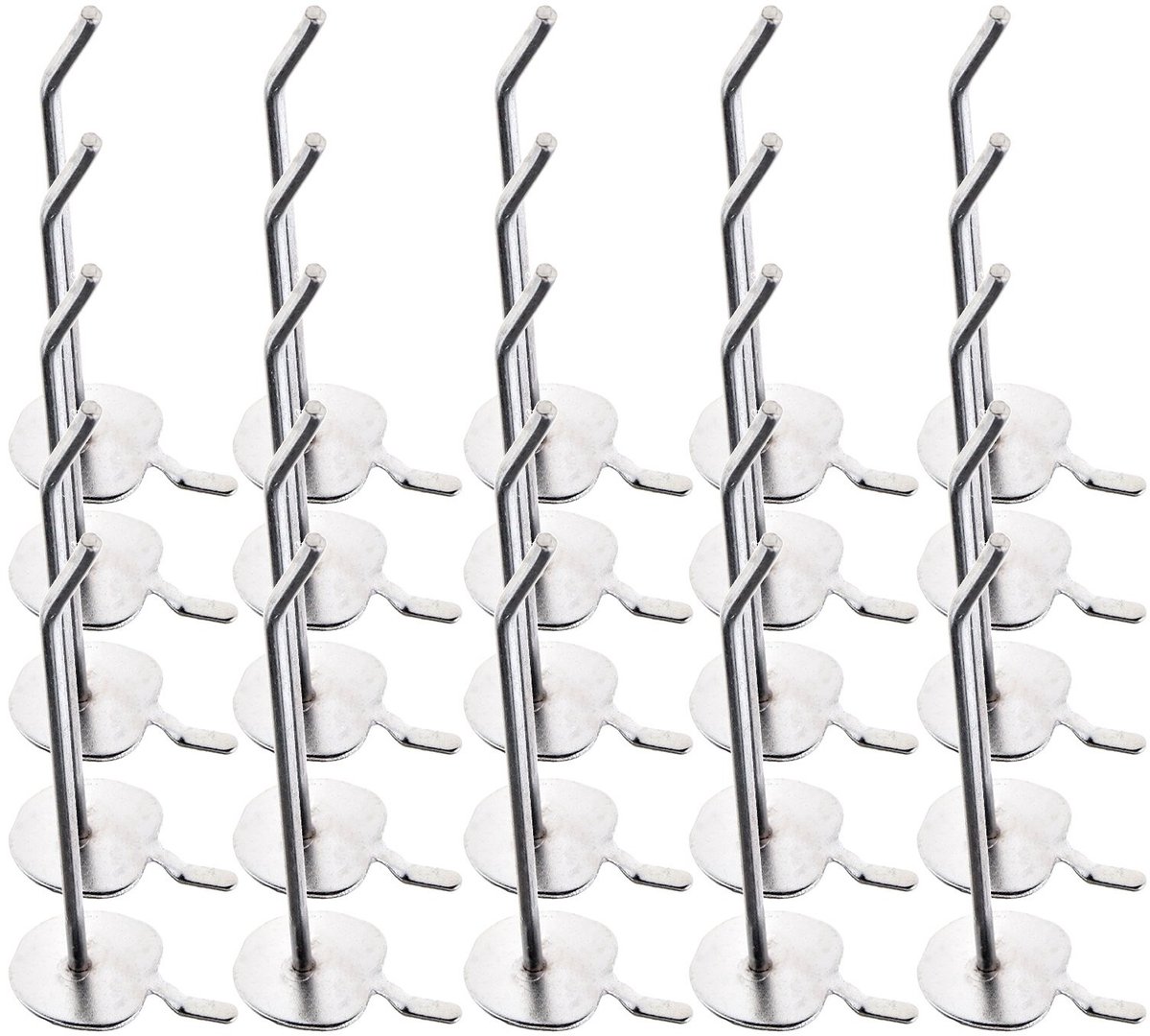 Dailygoods- Pegboard Haak 100mm - Glanzend Roestvrij Staal - Sterk - Veilig - 30 Graden Gebogen Einde - Voor Slat Wall