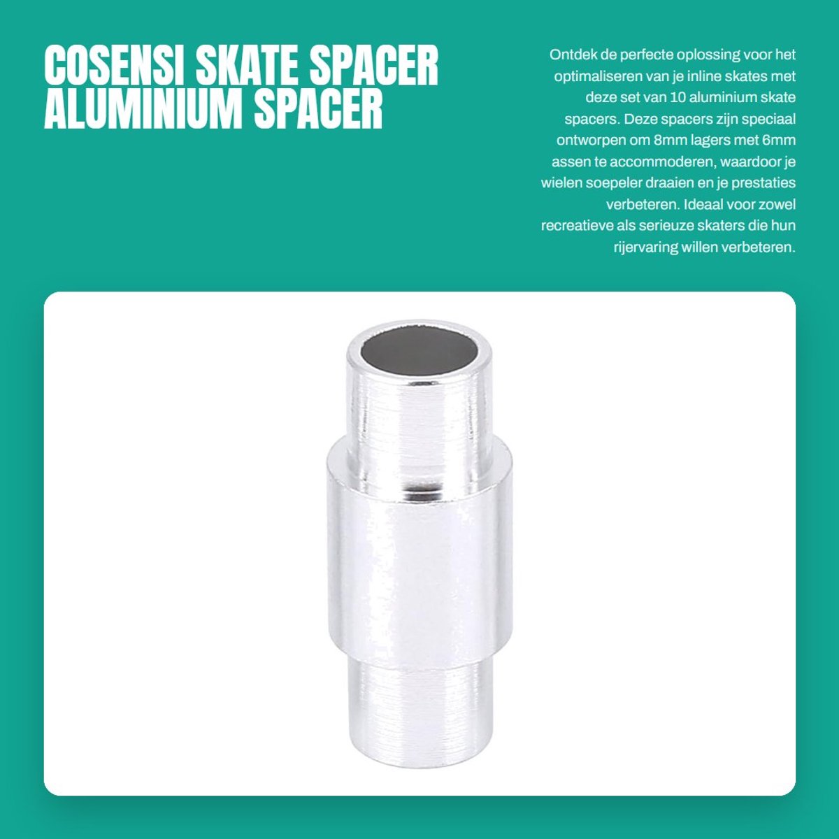 Dailygoods- Skate Spacer set van 10 - Aluminiumlegering - Afstandhouders voor lagers - Geschikt voor 8/6 mm - Soepelere beweging - Duurzaam materiaal