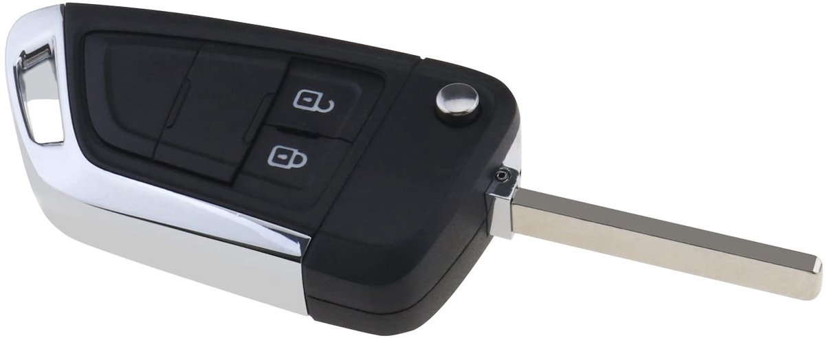 Dailygoods- Afstandsbediening 2 Knoppen - Opvouwbare Sleutelhanger - Compatibel met Vauxhall Adam/Astra/Insignia/Meriva/Mokka/Zafira - Kunststof - Zwart - Lege Hoes met Ongesneden Blade - Autosleutel